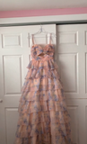 Charming Ball Gown Long Strapless Ruffles Floral Long Prom Dress HZ1024