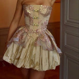 50s Vintage Ball Gown Gold Homecoming Dresses 18th Birthday Outfits Party Dress HZ1024