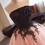Vintage Ball Gown Strapless Tulle White Pink Sweet 16 Dresses HZ1024