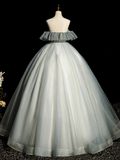 Vintage Ball Gown Tulle Sequin Lace Long Evening Dress Sweet 16 Dress HZ1024