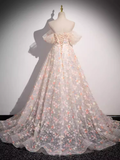 Beautiful A line Strapless Floral Long Prom Dress HZ1024