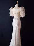 Sparkly Mermaid Light Pink Long Prom Dress HZ1024