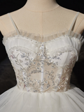 White Sweetheart Neck High Low White Prom Dress HZ1024