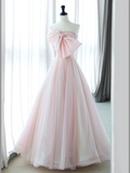 A-Line Pink Organza Long Prom Dress HZ1024