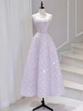 Sexy A Line Sleeveless Pink Floral Long Prom Dress HZ1024