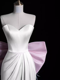 Sexy A Line Strapless Satin Long Prom Dresses HZ1024