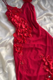 Sexy Sheath Asymmetric Spaghetti Straps Chiffon Sleeveless Burgundy Prom Dresses Evening Gowns HZ1024