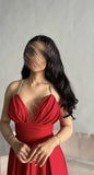 Sexy A line Spagehtti Straps Red Knee Length Chiffon Homecoming Dresses Party Dress HZ1024